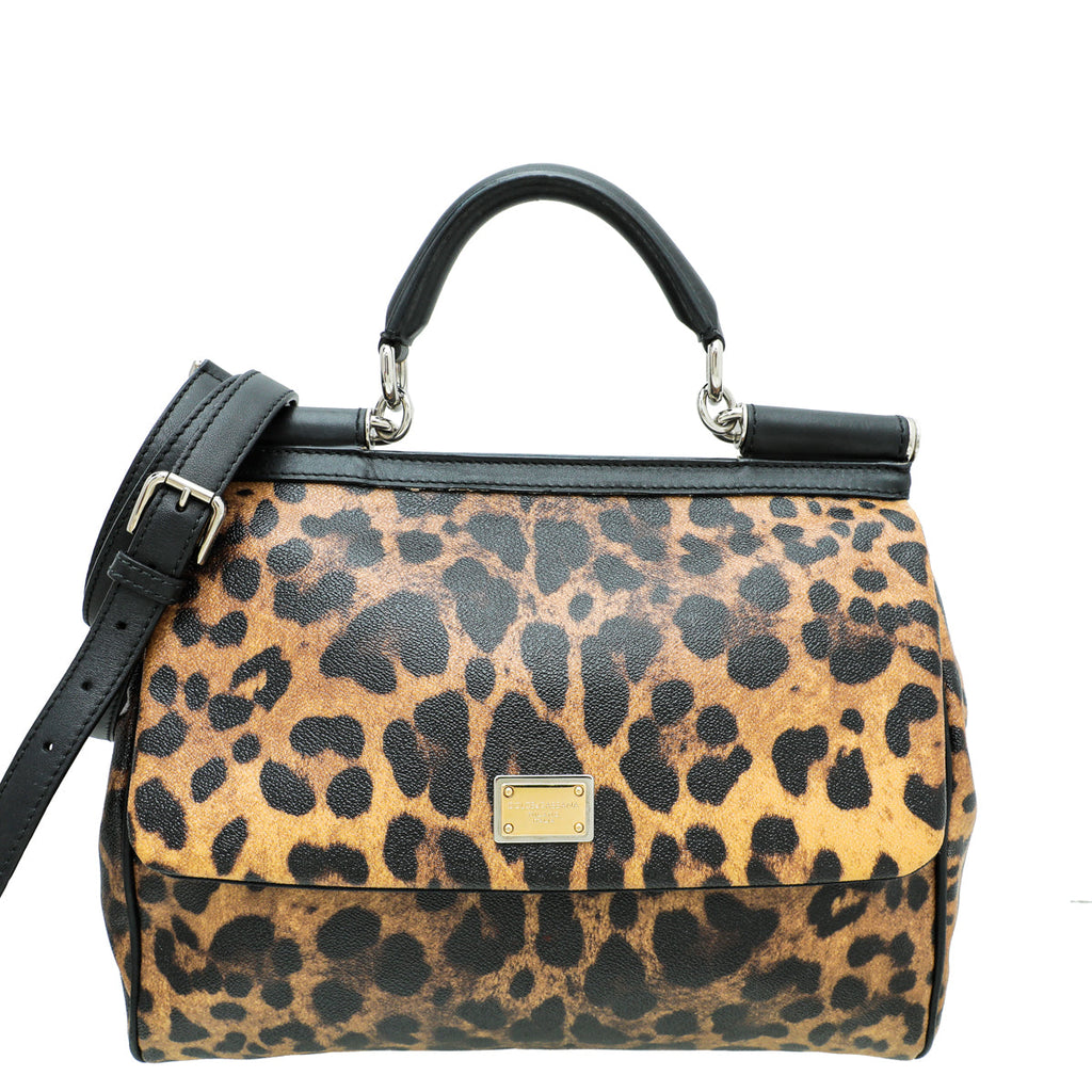 Dolce & Gabbana Brown Leopard Print Scilly Large Bag