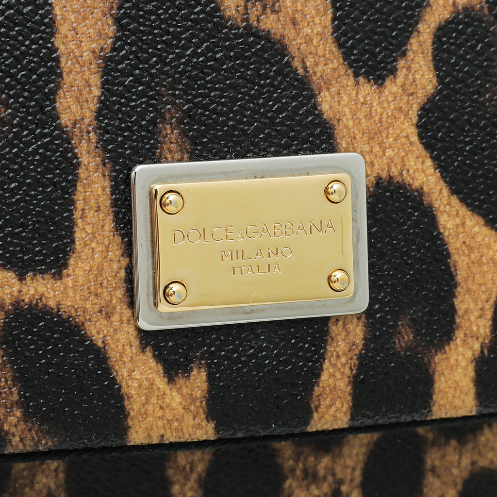 Dolce & Gabbana Brown Leopard Print Scilly Large Bag