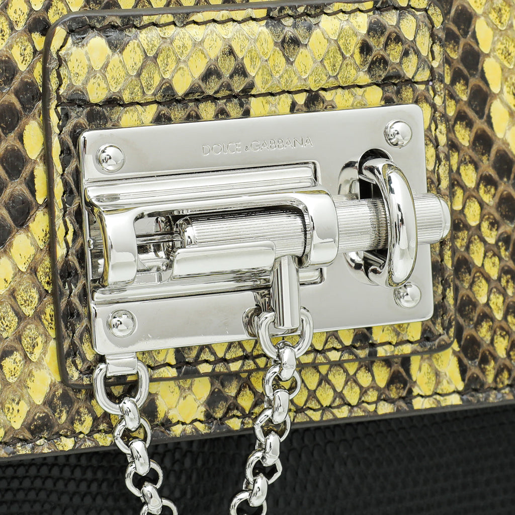 Dolce & Gabbana Bicolor Python Lizard Miss Monica Print Flap Bag