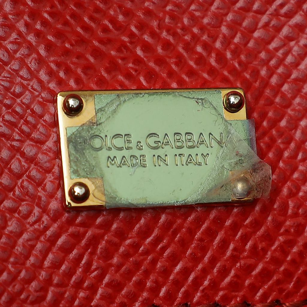 Dolce & Gabbana Red Dauphine Medium Sicily Bag W/ Twilly