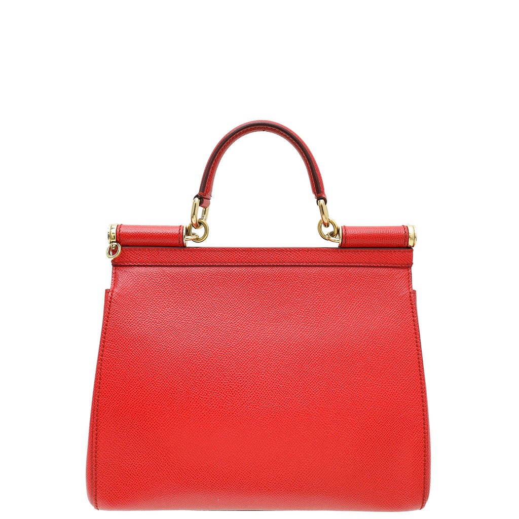 Dolce & Gabbana Red Dauphine Medium Sicily Bag W/ Twilly