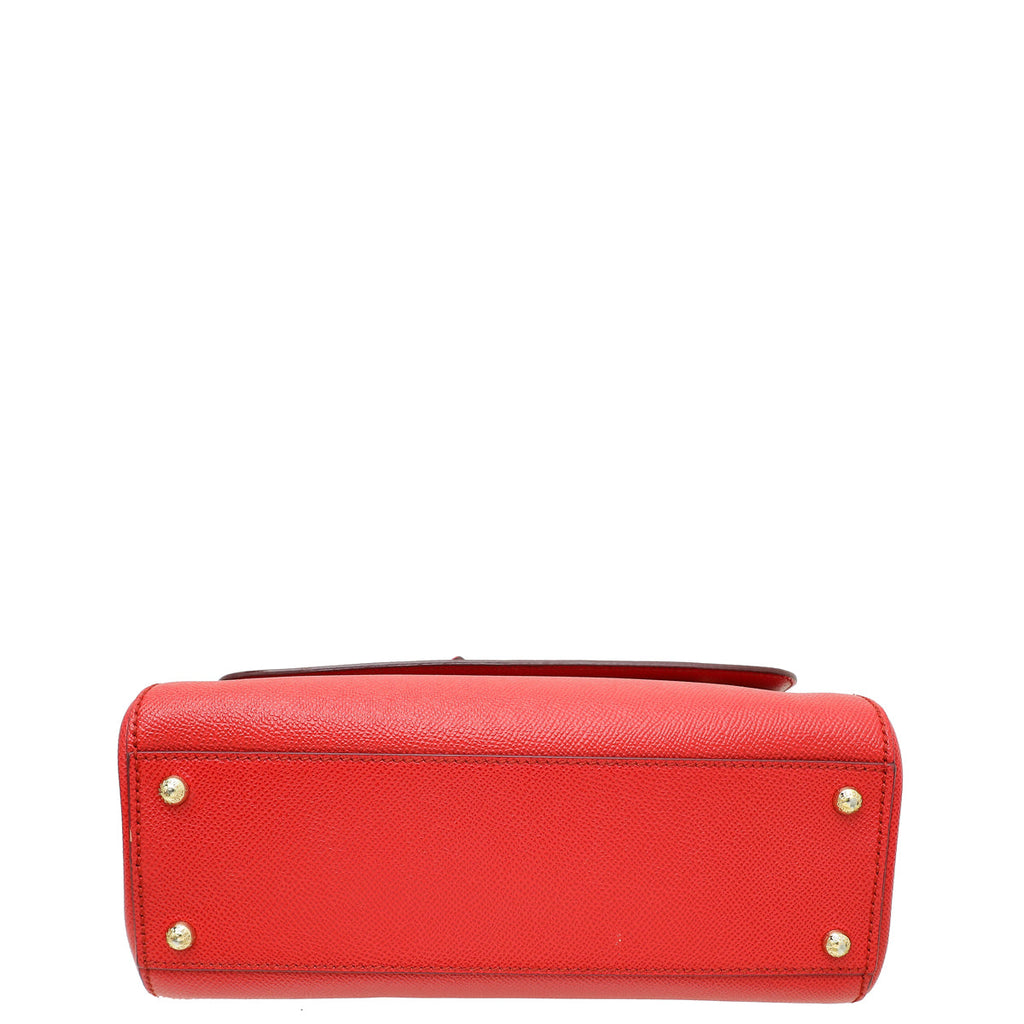 Dolce & Gabbana Red Dauphine Medium Sicily Bag W/ Twilly