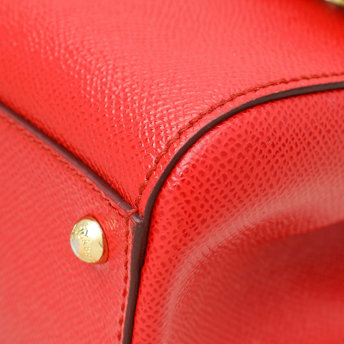 Dolce & Gabbana Red Dauphine Medium Sicily Bag W/ Twilly