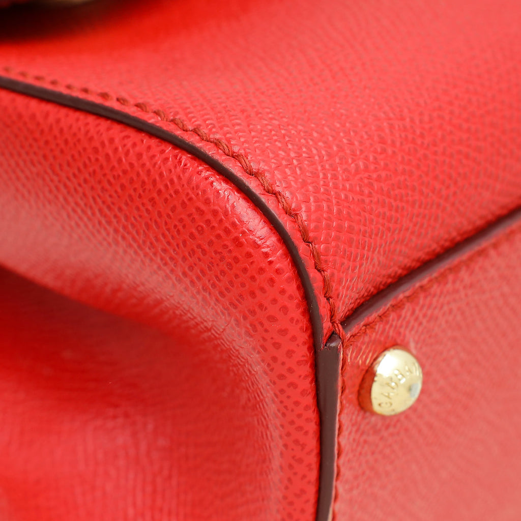 Dolce & Gabbana Red Dauphine Medium Sicily Bag W/ Twilly