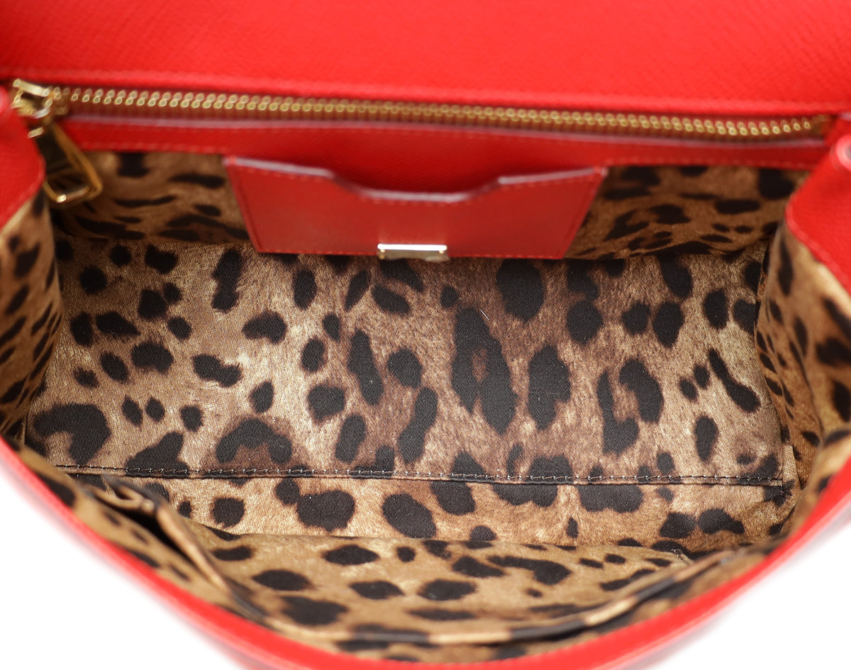 Dolce & Gabbana Red Dauphine Medium Sicily Bag W/ Twilly