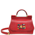Dolce & Gabbana Red Iguana Print Crystal Mini Sicily Bag