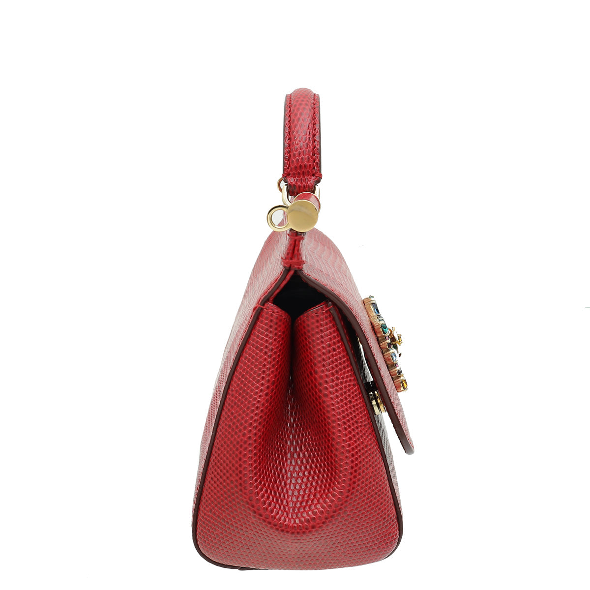 Dolce & Gabbana Red Iguana Print Crystal Mini Sicily Bag