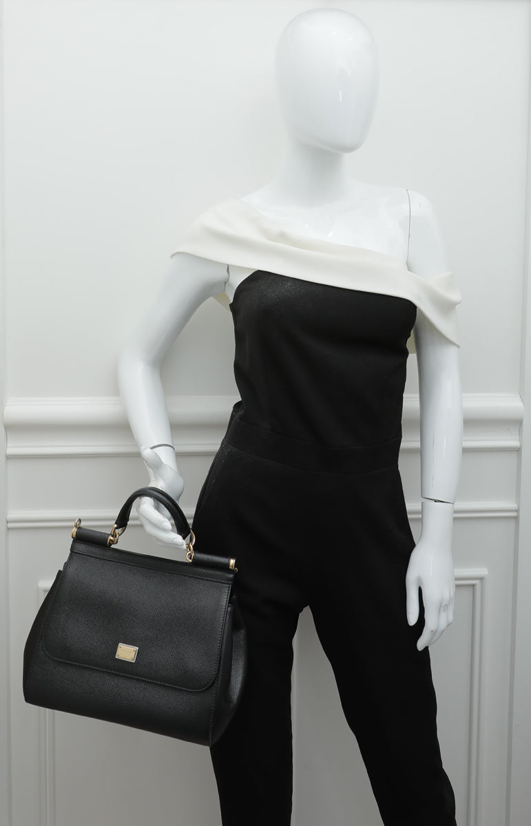 Dolce & Gabbana Black Sicily Dauphine Medium Bag