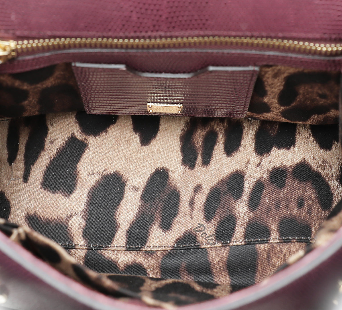 Dolce & Gabbana Burgundy Iguana Print Sicily Medium Bag