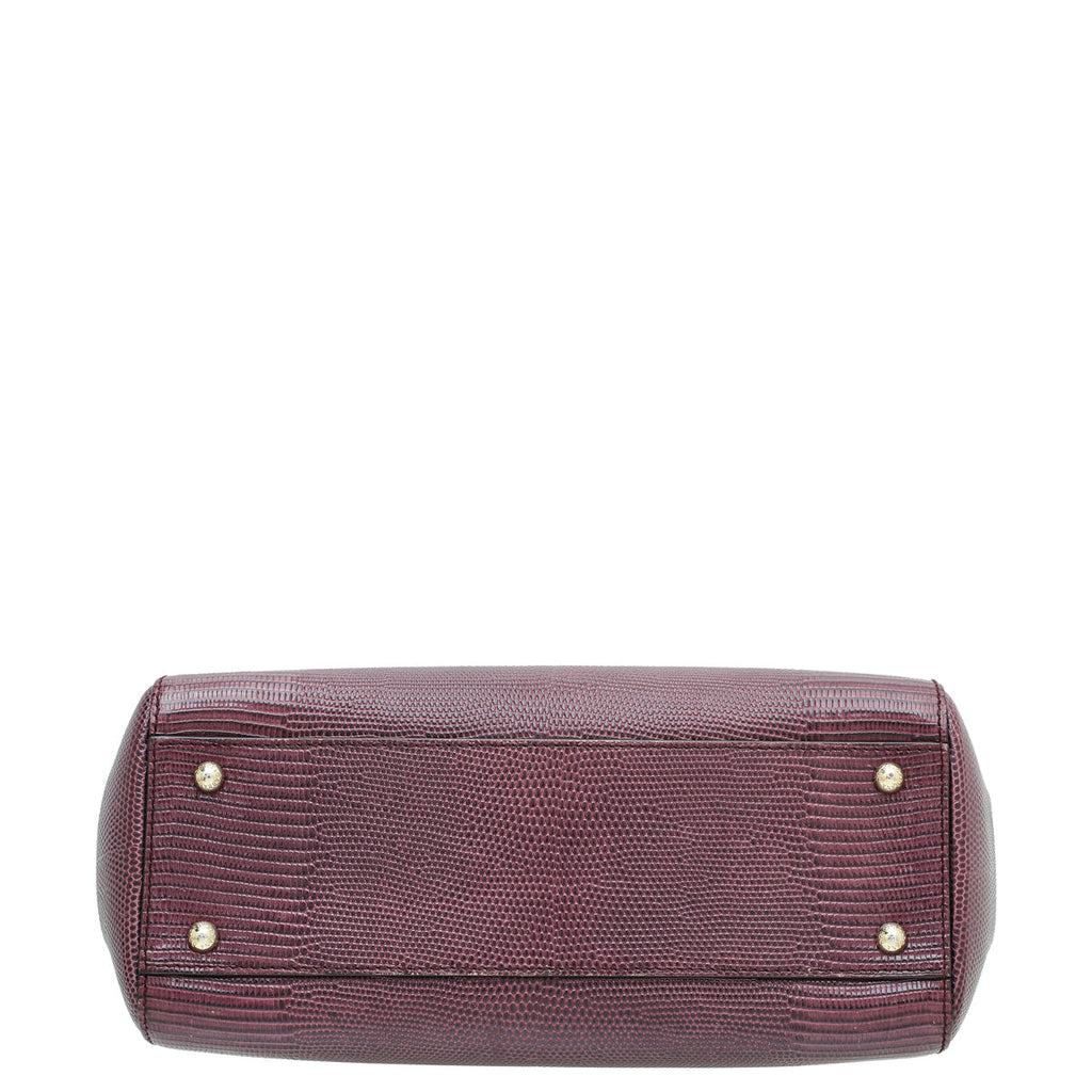Dolce & Gabbana Burgundy Iguana Print Sicily Medium Bag