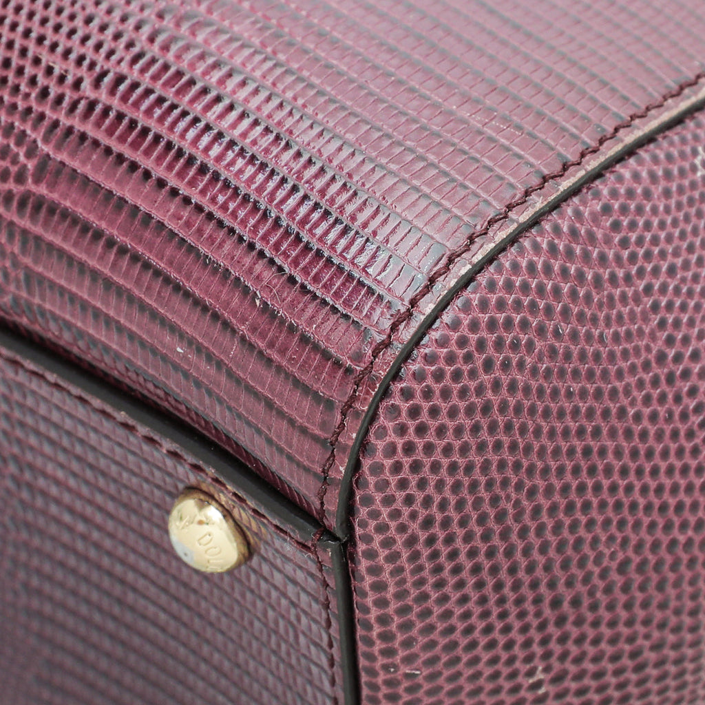 Dolce & Gabbana Burgundy Iguana Print Sicily Medium Bag