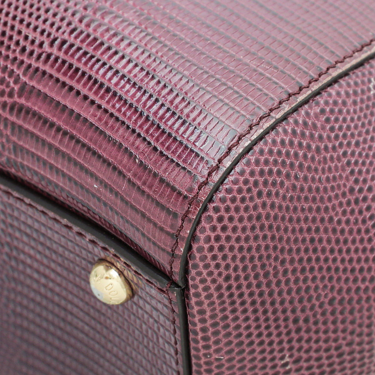 Dolce & Gabbana Burgundy Iguana Print Sicily Medium Bag