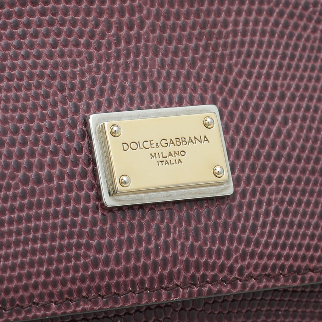 Dolce & Gabbana Burgundy Iguana Print Sicily Medium Bag
