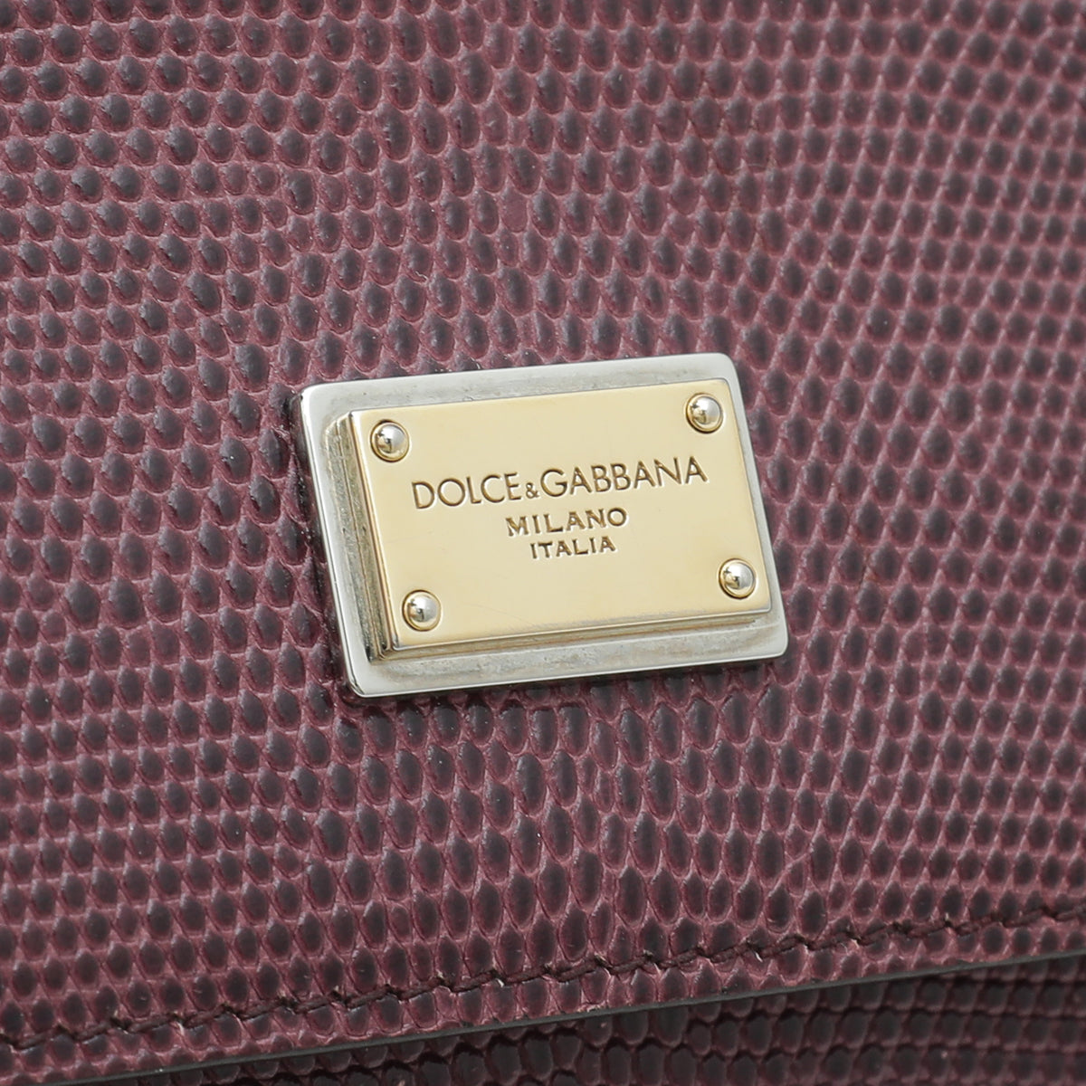 Dolce & Gabbana Burgundy Iguana Print Sicily Medium Bag