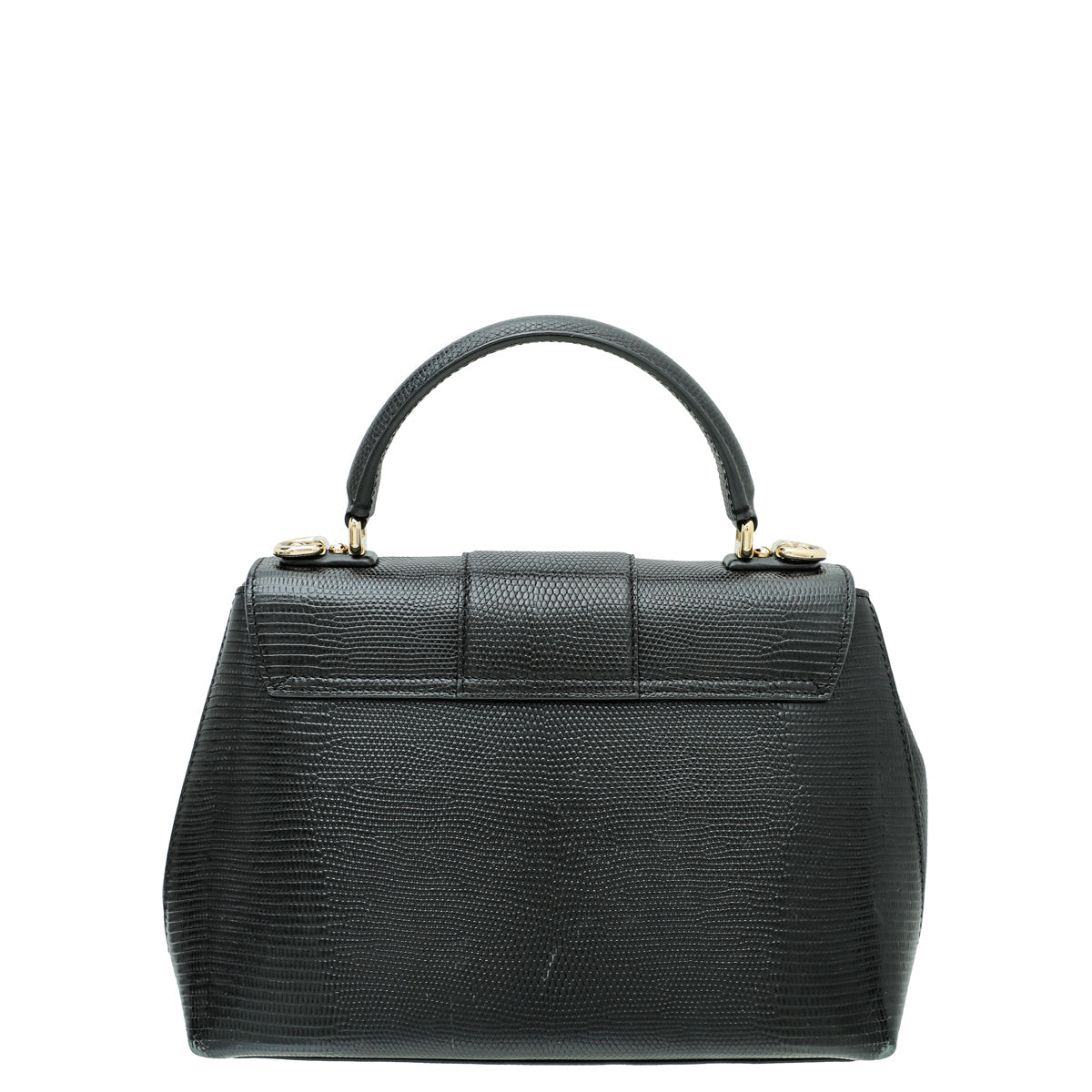 Dolce & Gabbana Black Iguana Print Lucia Top Handle Bag