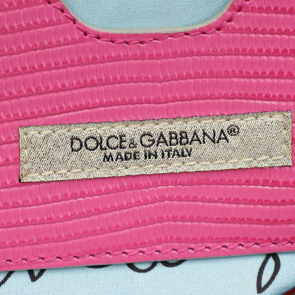 Dolce & Gabbana Pink Iguana Print Crystal Sicily Small Bag