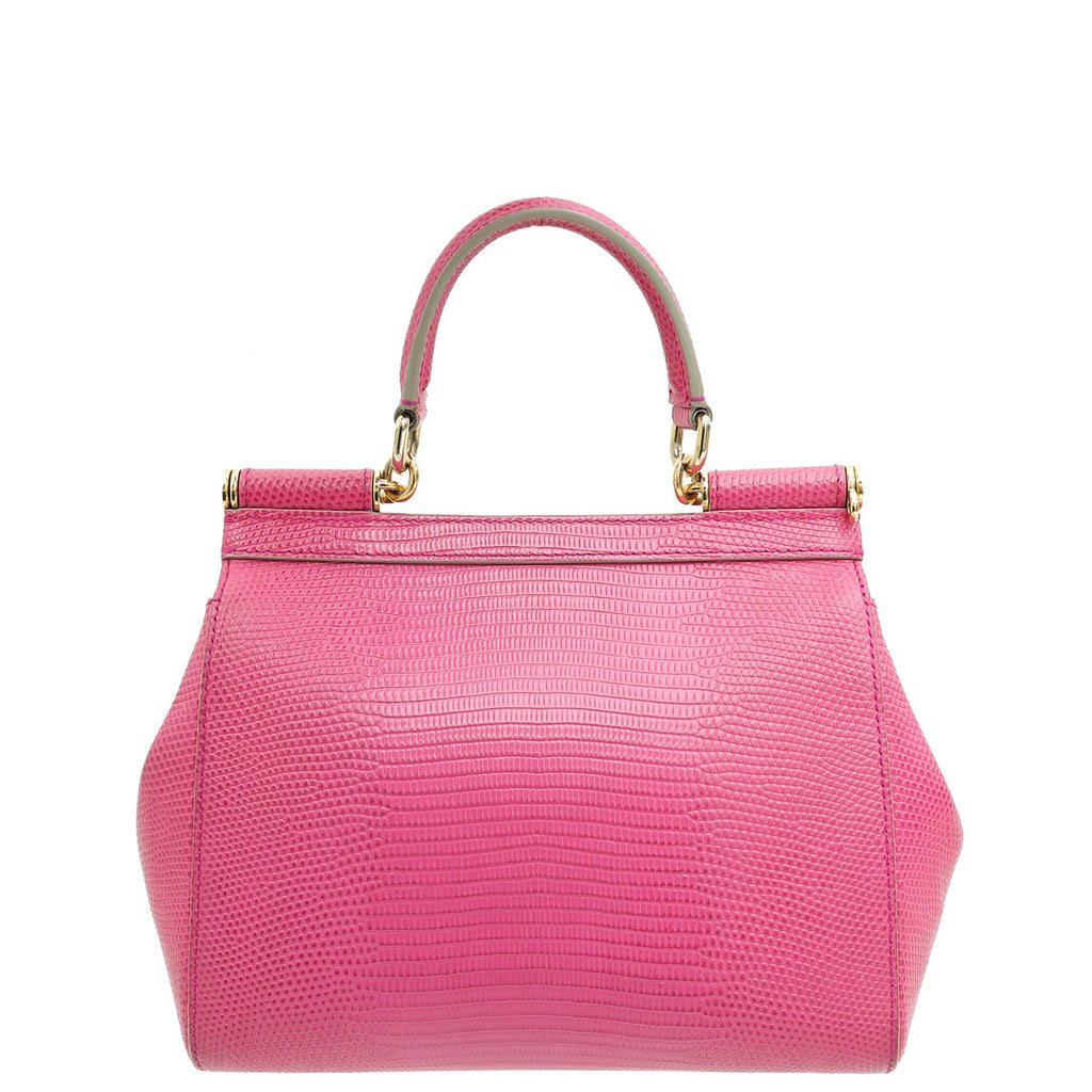 Dolce & Gabbana Pink Iguana Print Crystal Sicily Small Bag