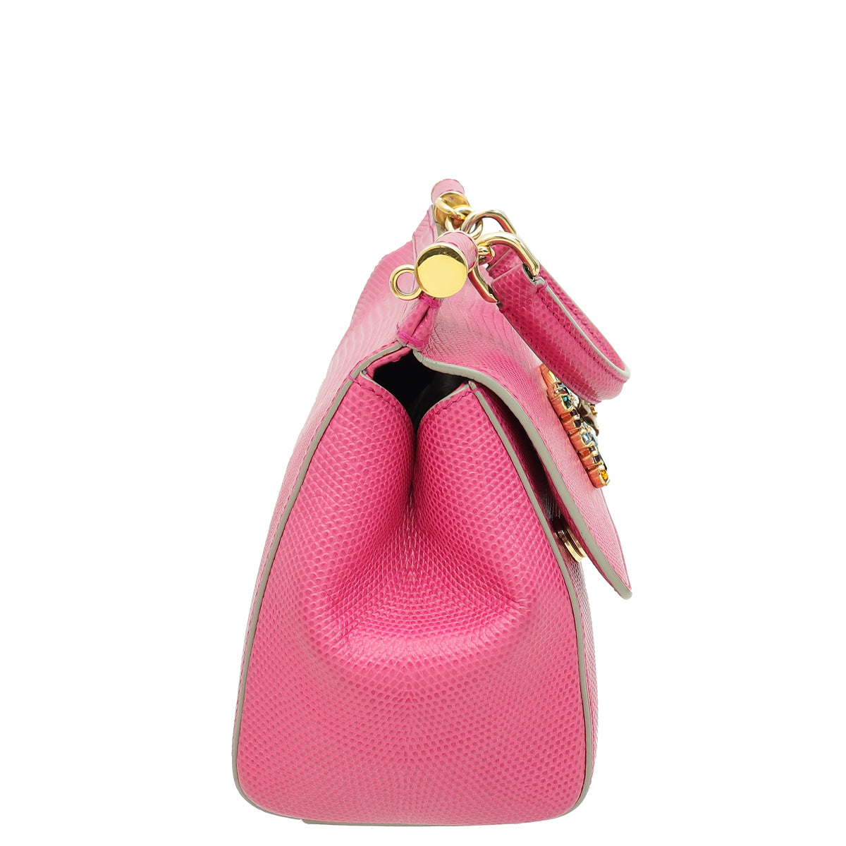 Dolce & Gabbana Pink Iguana Print Crystal Sicily Small Bag