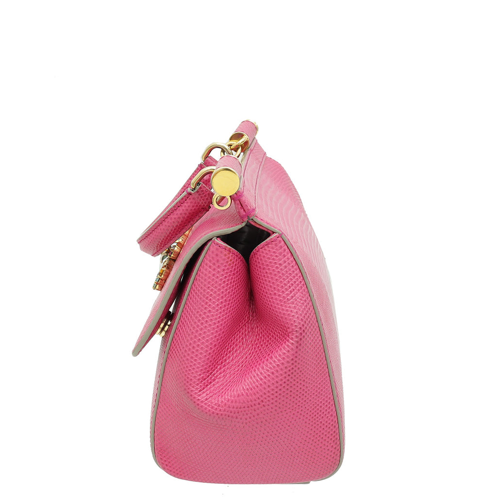 Dolce & Gabbana Pink Iguana Print Crystal Sicily Small Bag