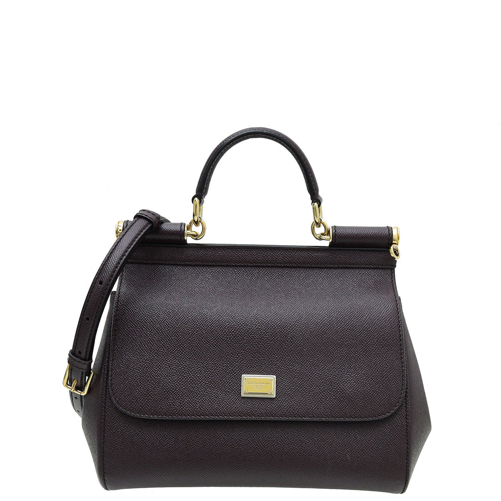 Dolce & Gabbana Burgundy Dauphine Medium Sicily Bag