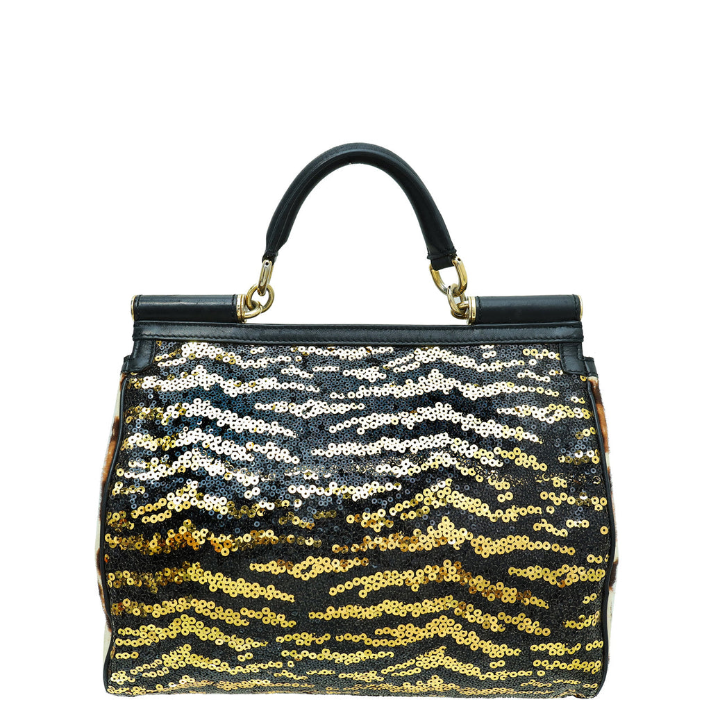Dolce & Gabbana Multicolor Sicily Sequins Large Soft Bag