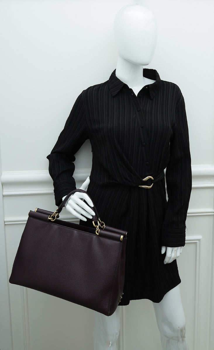 Dolce & Gabbana Dark Violet Dauphine Sicily Large Tote Bag