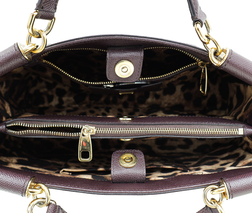Dolce & Gabbana Dark Violet Dauphine Sicily Large Tote Bag