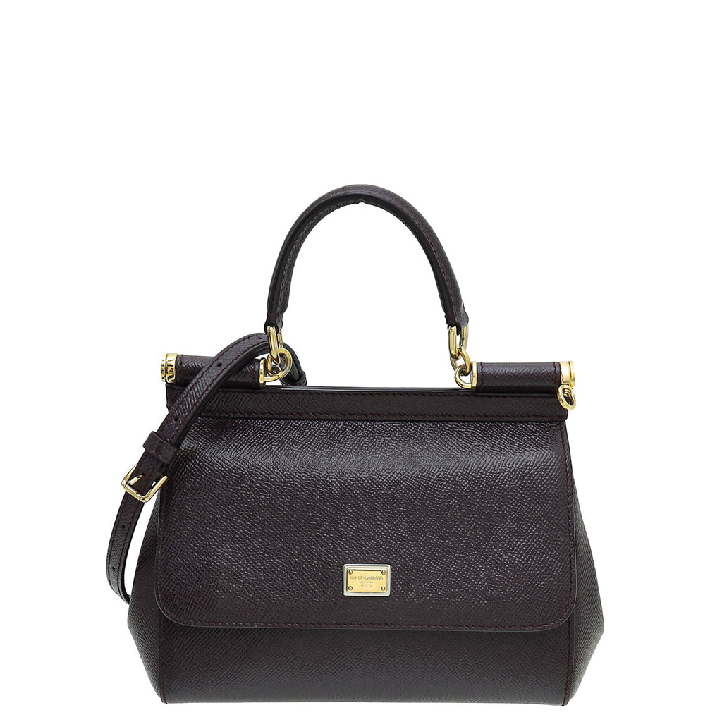 Dolce & Gabbana Burgundy Dauphine Sicily Small Bag