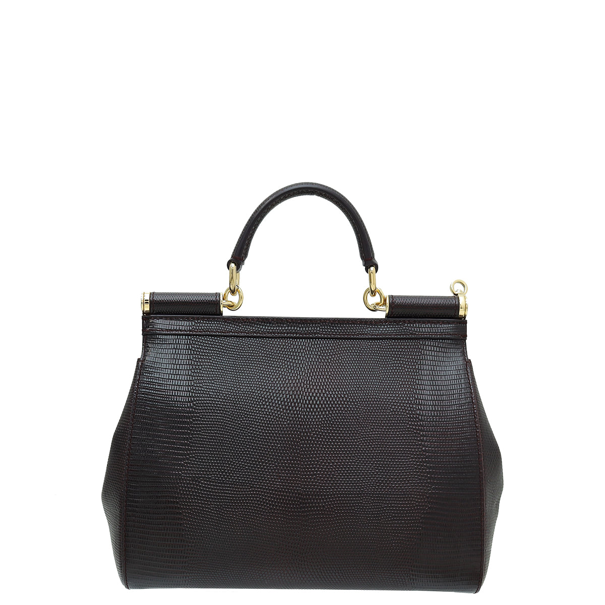 Dolce & Gabbana Burgundy Iguana Print Crystal Sicily Medium Bag
