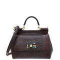 Dolce & Gabbana Burgundy Iguana Print Crystal Sicily Medium Bag