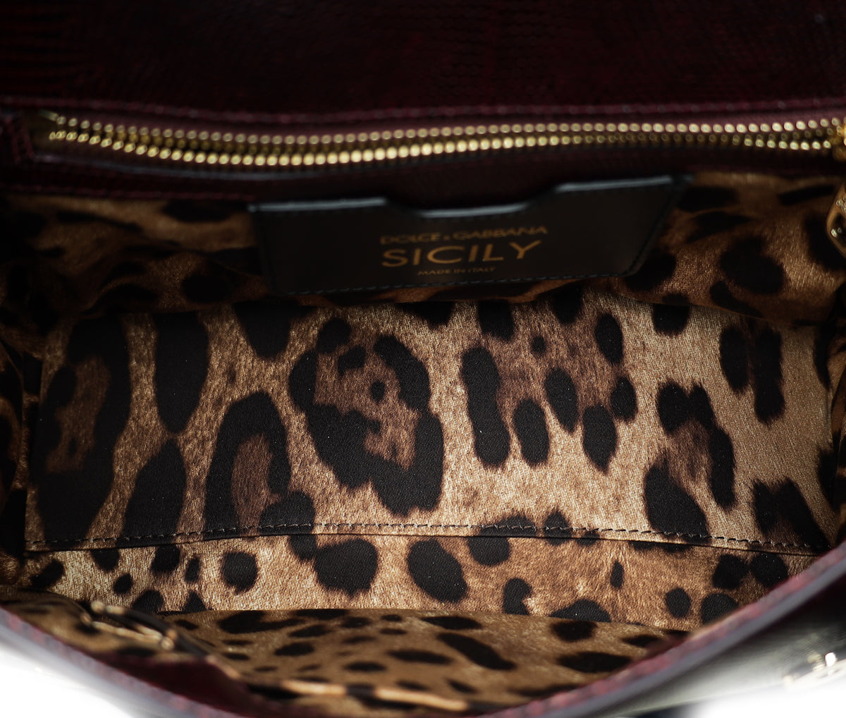 Dolce & Gabbana Burgundy Iguana Print Crystal Sicily Medium Bag