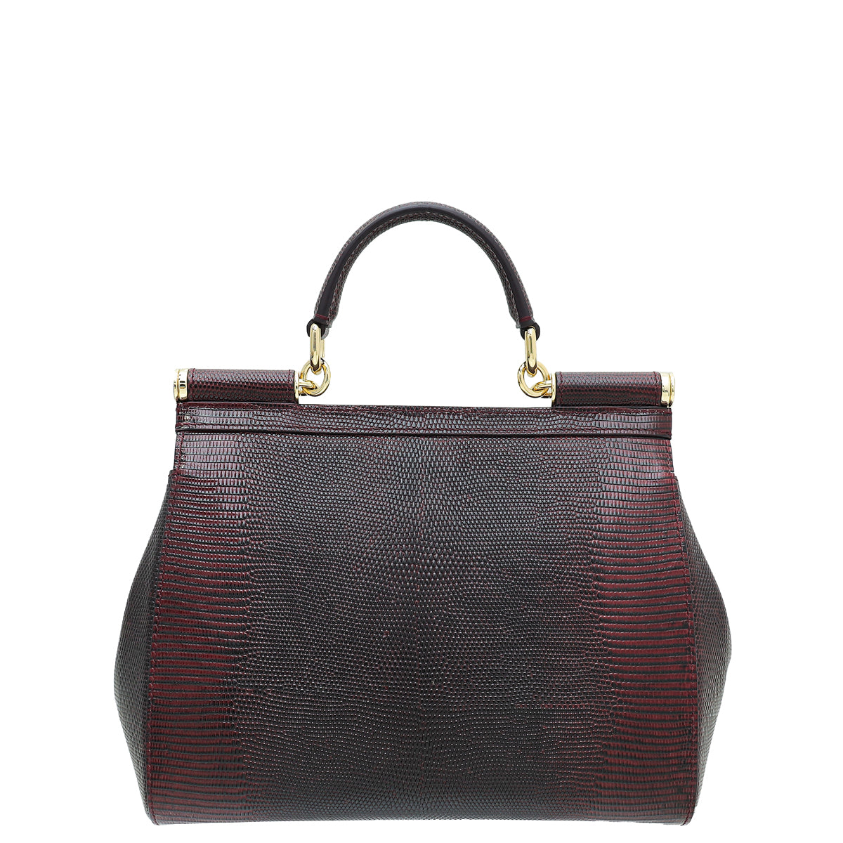 Dolce & Gabbana Burgundy Iguana Print Crystal Sicily Medium Bag