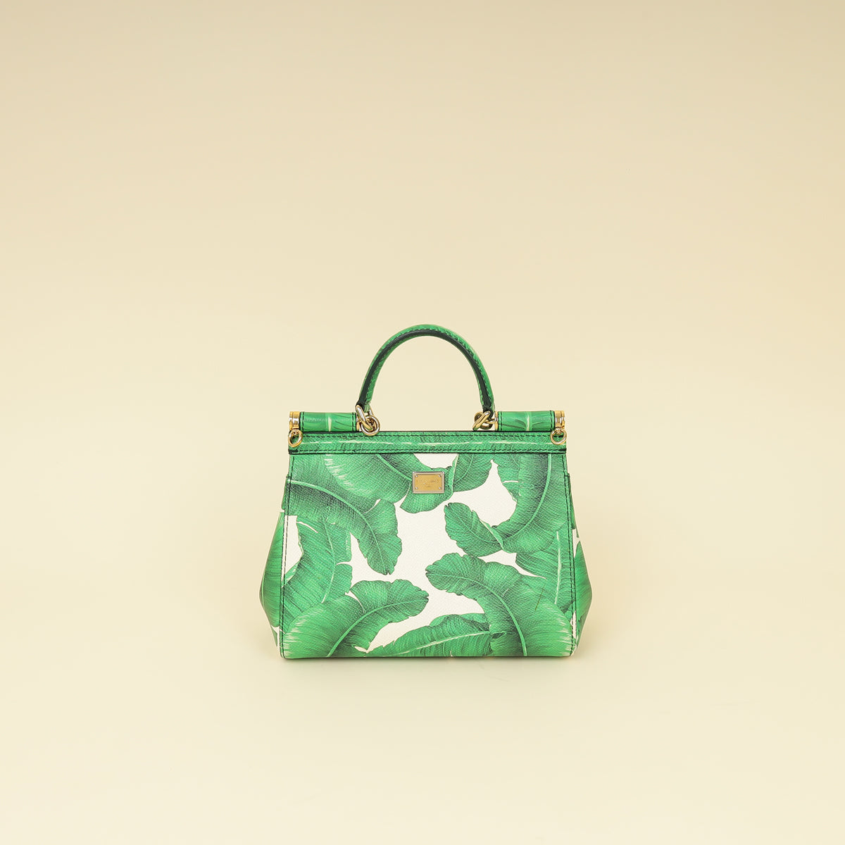 Dolce & Gabbana Bicolor Banana Leaf Print Miss Sicily Small Bag