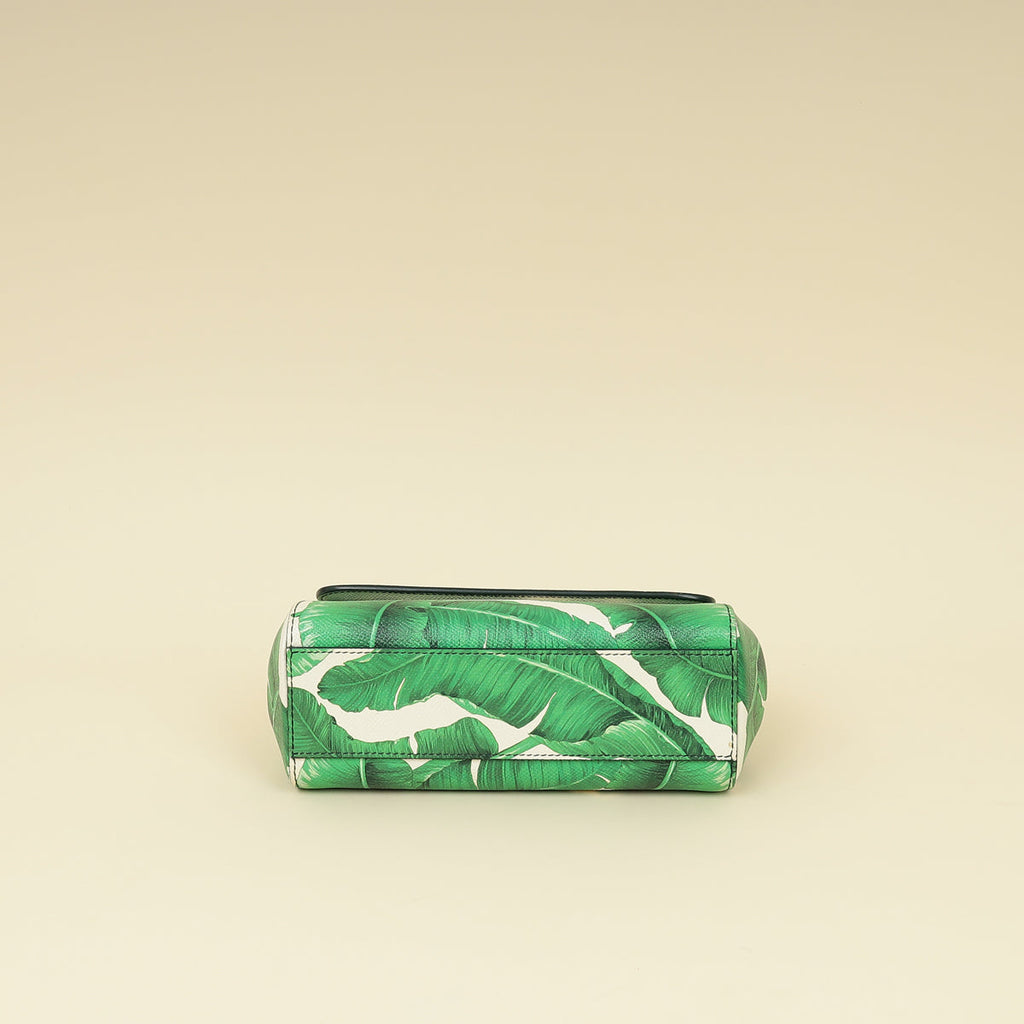 Dolce & Gabbana Bicolor Banana Leaf Print Miss Sicily Small Bag