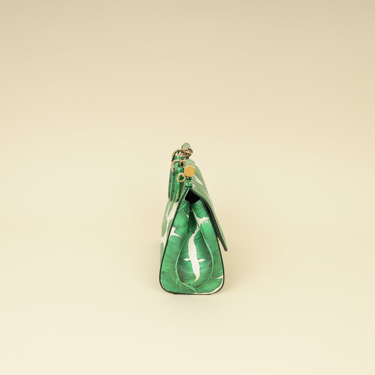 Dolce & Gabbana Bicolor Banana Leaf Print Miss Sicily Small Bag