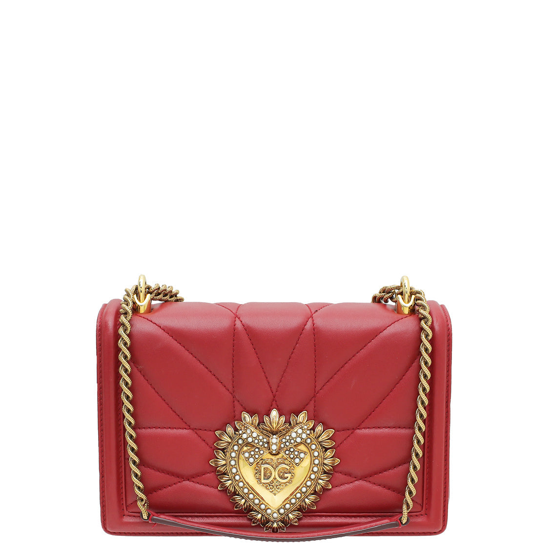 Dolce & Gabbana Red Devotion Flap Medium Chain Bag