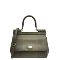 Dolce & Gabbana Light Gray Lizard Embossed Sicily Bag