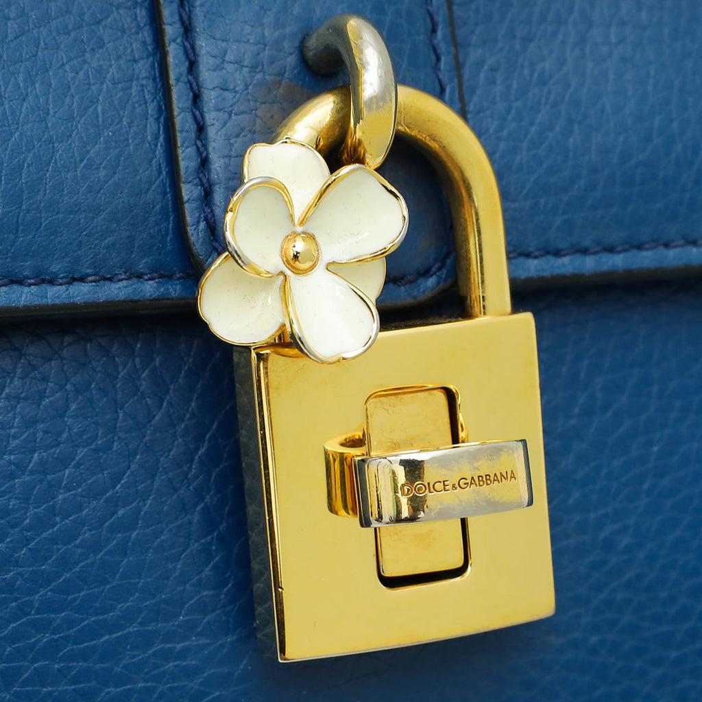 Dolce & Gabbana Blue Padlock Flap Shoulder Bag