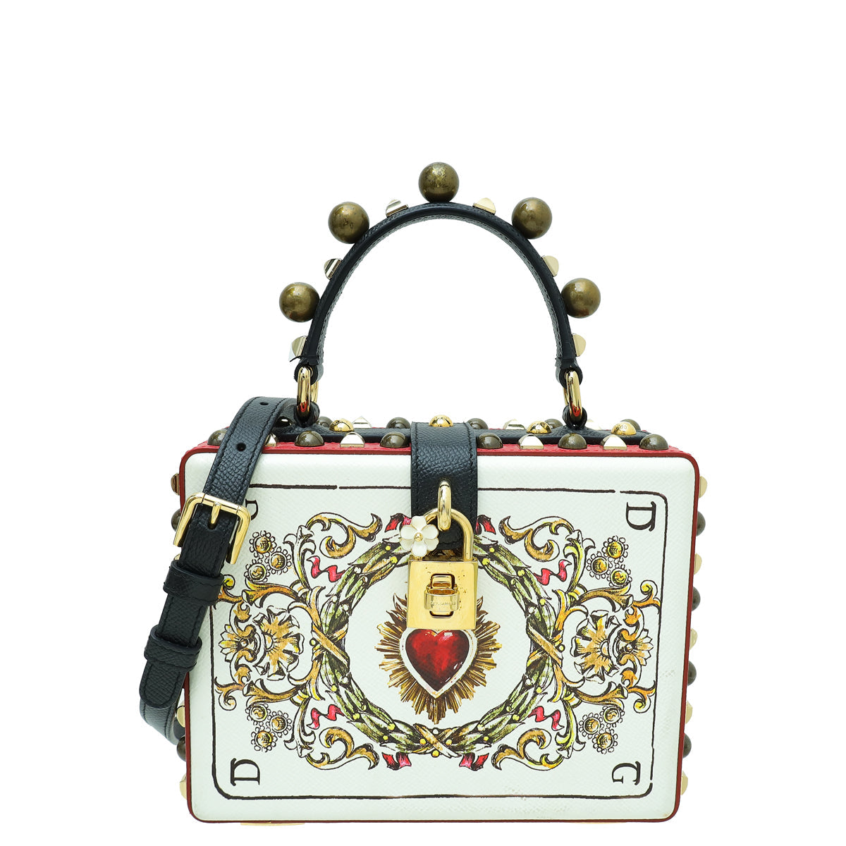 Dolce & Gabbana Tricolor Studded Playing Card Printed Dolce Box Bag