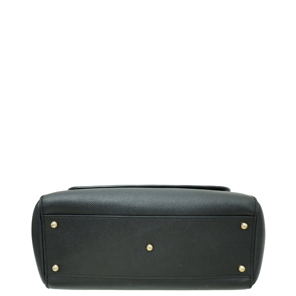 Dolce & Gabbana Black Dauphine Sicily Flap Large Bag