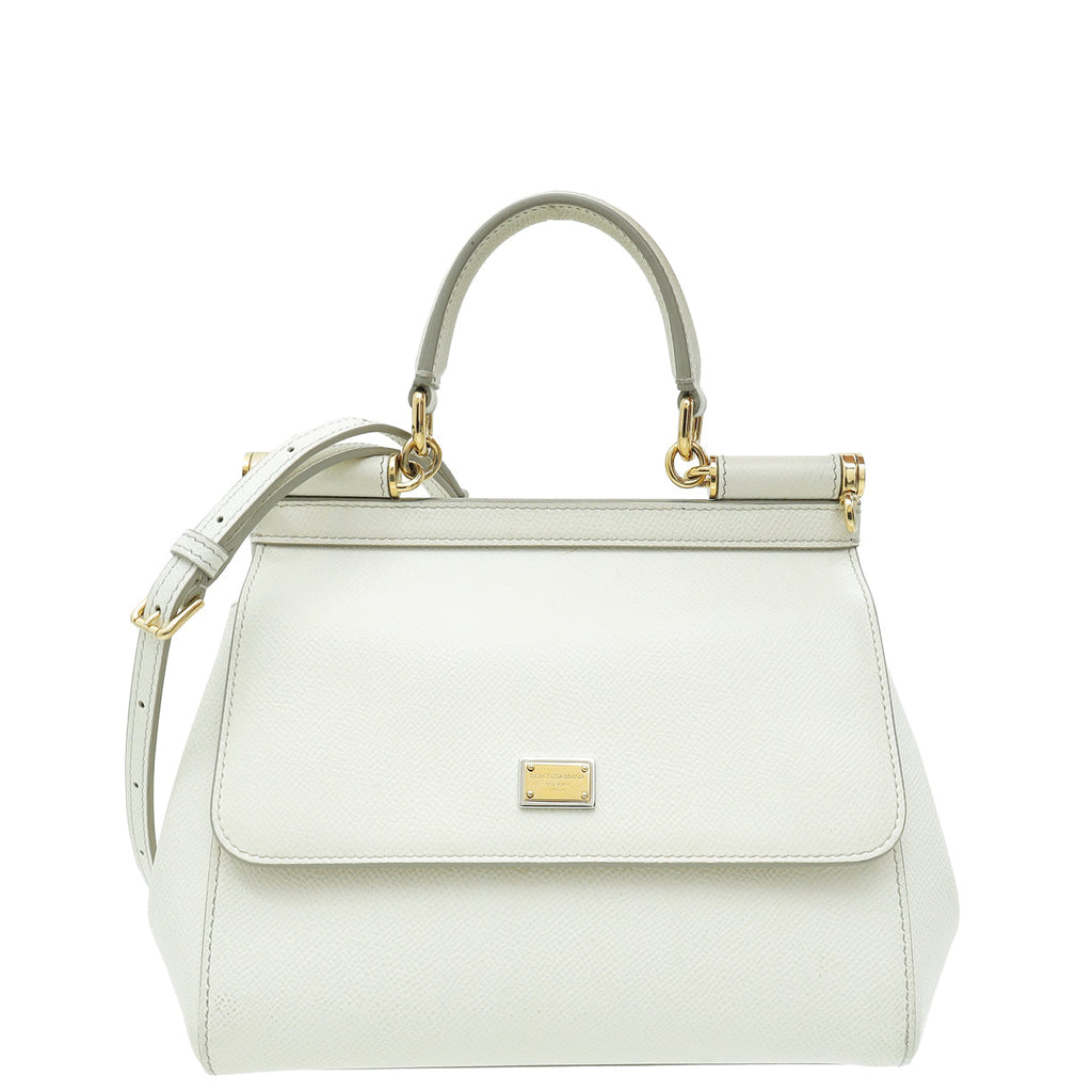 Dolce & Gabbana White Dauphine Sicily Small Flap Bag