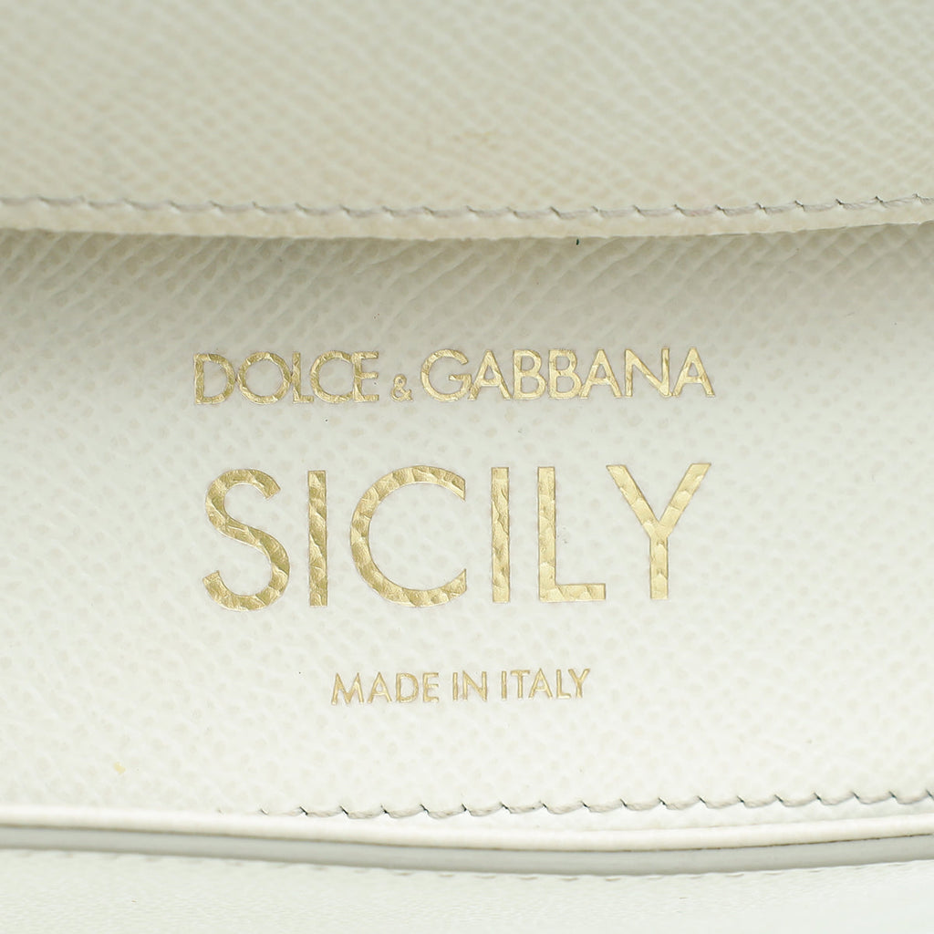 Dolce & Gabbana White Dauphine Sicily Small Flap Bag