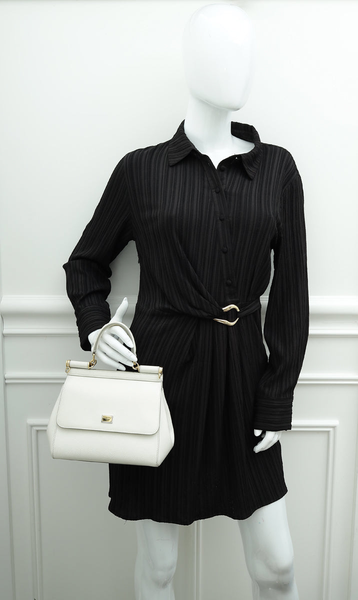 Dolce & Gabbana White Dauphine Sicily Small Flap Bag