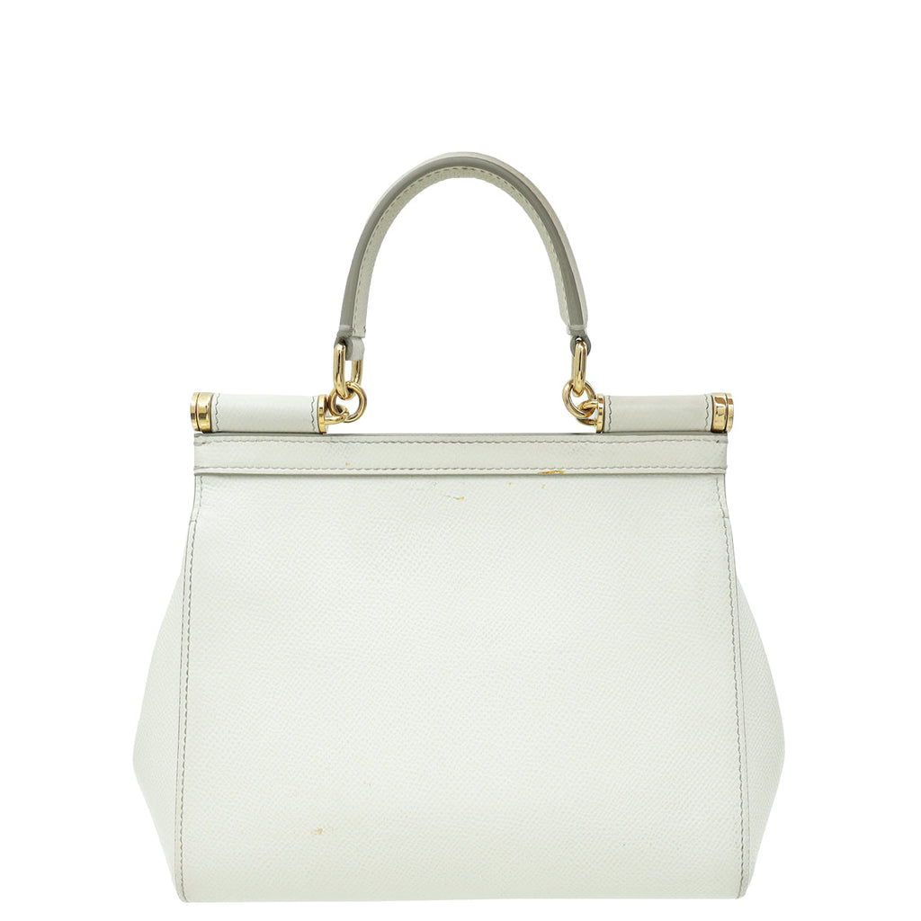 Dolce & Gabbana White Dauphine Sicily Small Flap Bag