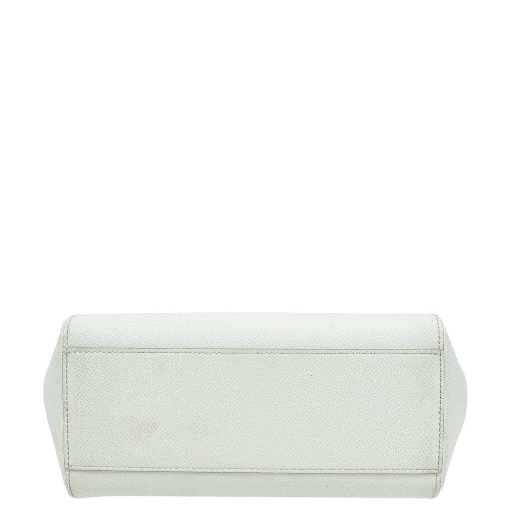 Dolce & Gabbana White Dauphine Sicily Small Flap Bag