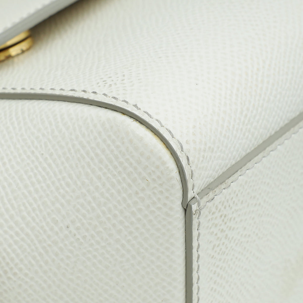 Dolce & Gabbana White Dauphine Sicily Small Flap Bag