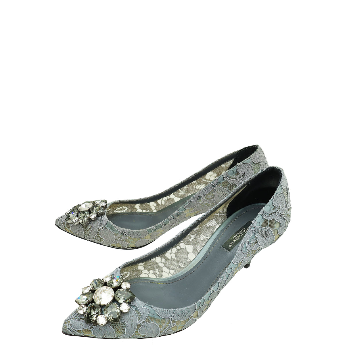 Dolce & Gabbana Gray Lace Bellucci Pump 37