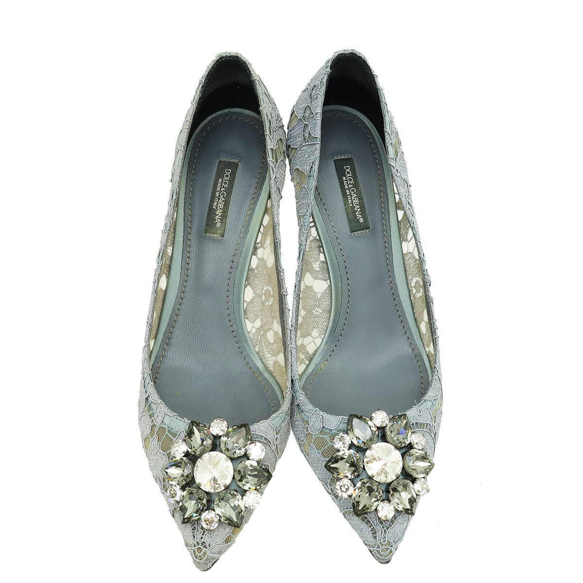 Dolce & Gabbana Gray Lace Bellucci Pump 37