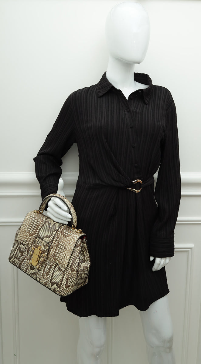 Dolce & Gabbana Bicolor Python Lucia Top Handle Bag