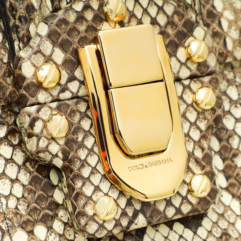Dolce & Gabbana Bicolor Python Lucia Top Handle Bag